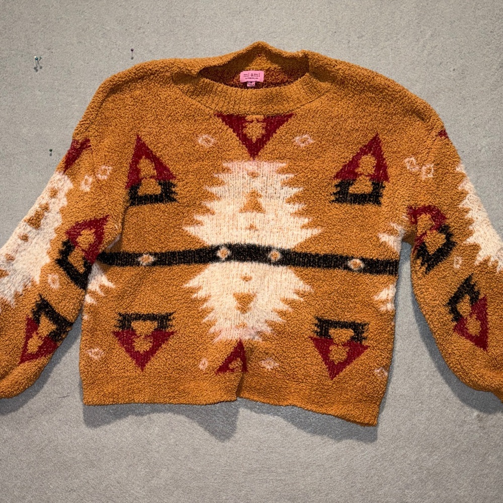 Miami Francesca's Southwest Aztec teddy pullover sweater Small